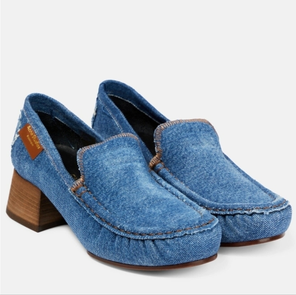 Acne Studios Distressed Denim Loafers - Women's Size 10